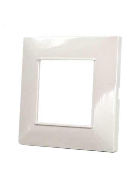 placca mostrina 2 posti bianca quadrata plastica compatibile con vimar plana  14642.01 - Elettroluce Store